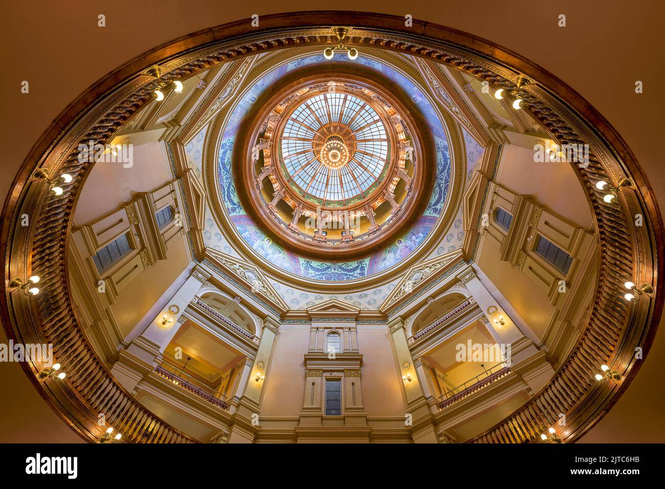 Inner dome and ceiling of the Kansas State Capitol building in Topeka, Kansas Stock Photo