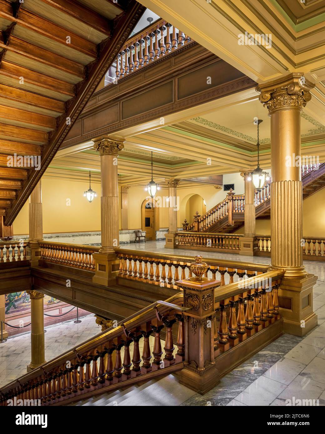 Staircase in the Kansas State Capitol building in Topeka, Kansas Stock Photo