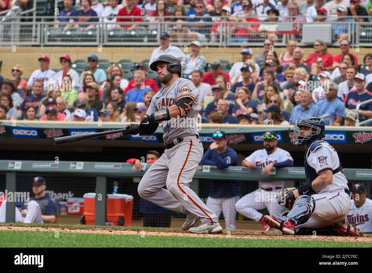 Minneapolis, US, August 28 2022: San Francisco catcher Austin Wynns (14 ...