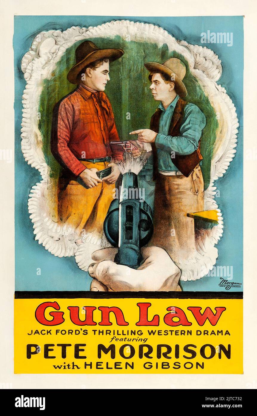 Old Western Movie - Vintage film poster - Gun Law (Universal, 1919) Pete Morrison Stock Photo