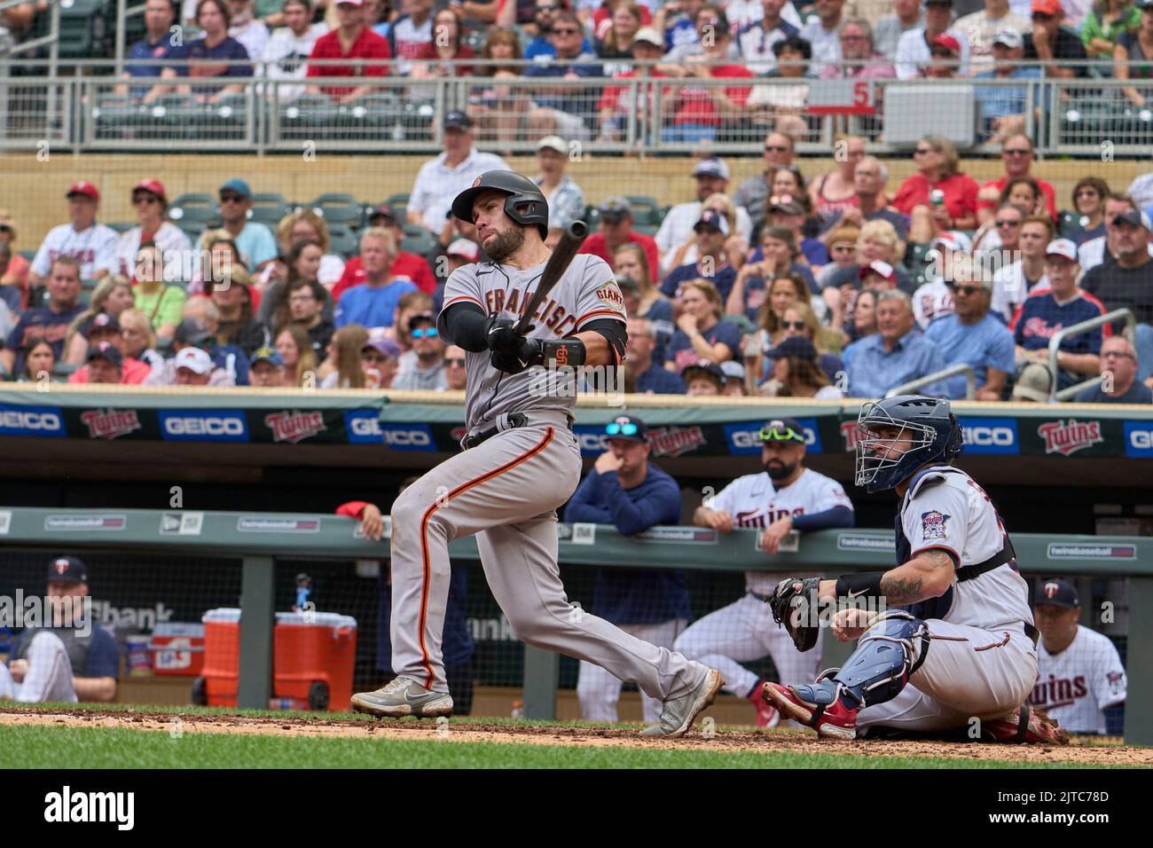 Minneapolis, US, August 28 2022: San Francisco catcher Austin Wynns (14 ...