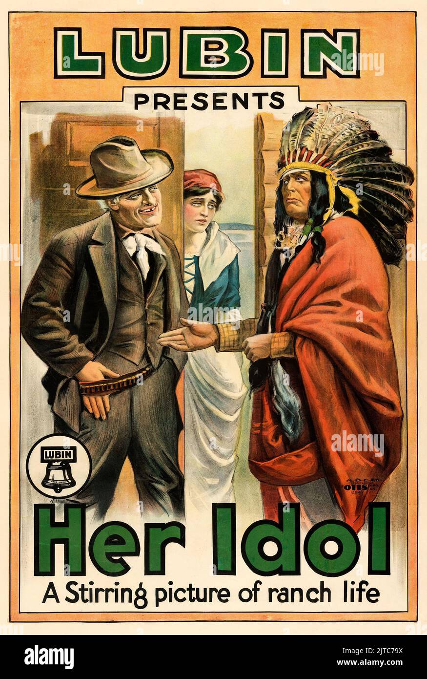 Old Western Movie - Vintage film poster - Her Idol (Lubin, 1915) Stock Photo