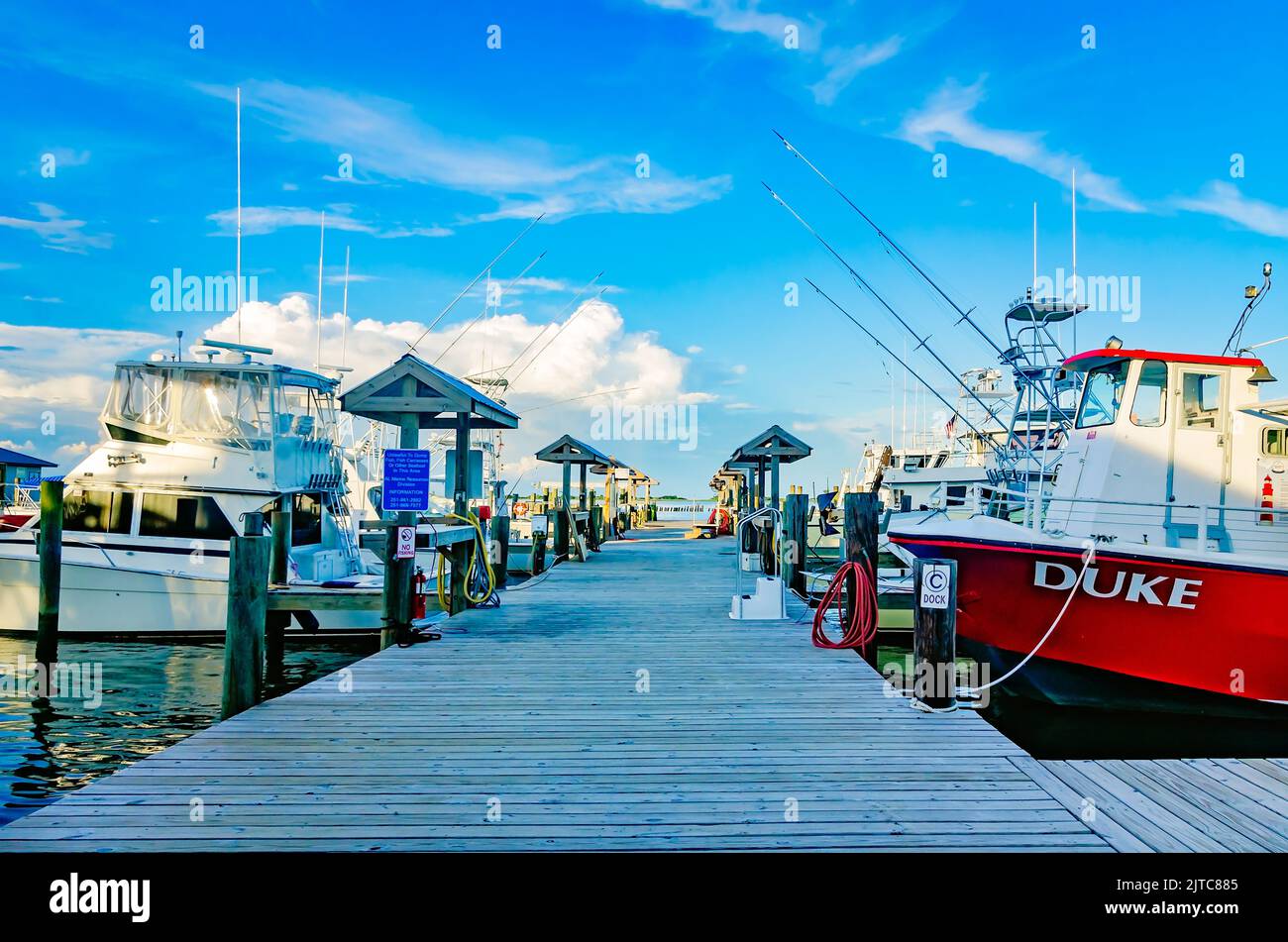 Boats are docked at the Dauphin Island Marina, Aug. 27, 2022, in