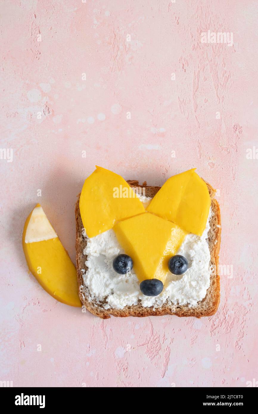 Fox shaped kids sandwich Stock Photo