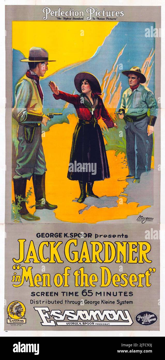 Old Western Movie - Vintage film poster for the 1917 film Men of the Desert Stock Photo