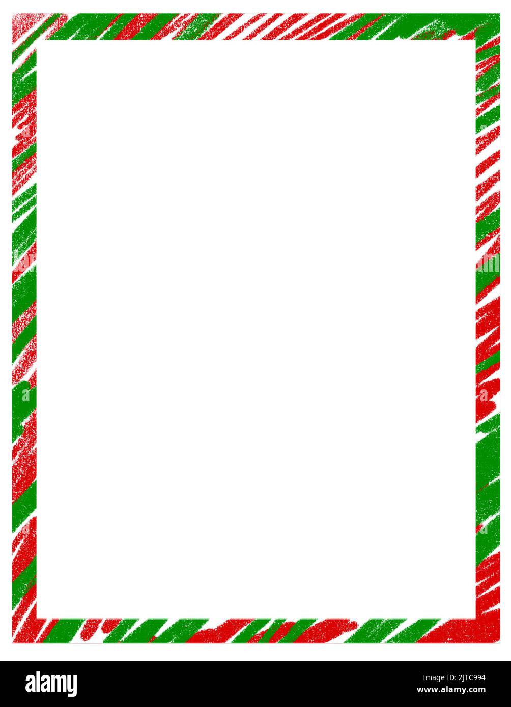 Hand drawn Christms frame with red green traditional ornaments and empty copyspace. December winter xmas decoration border, season holiday decor edge design, simple minimalist style doodle cartoon Stock Photo