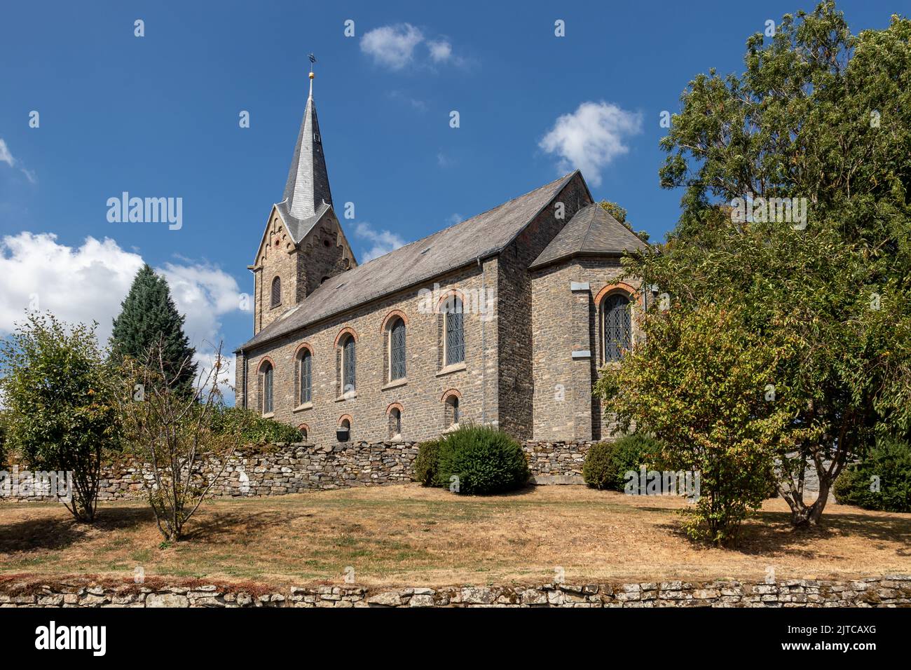 Protestant parish church in Kirburg from the 19th century, Westerwald mountain range, Rhineland-Palatinate, Germany Stock Photo