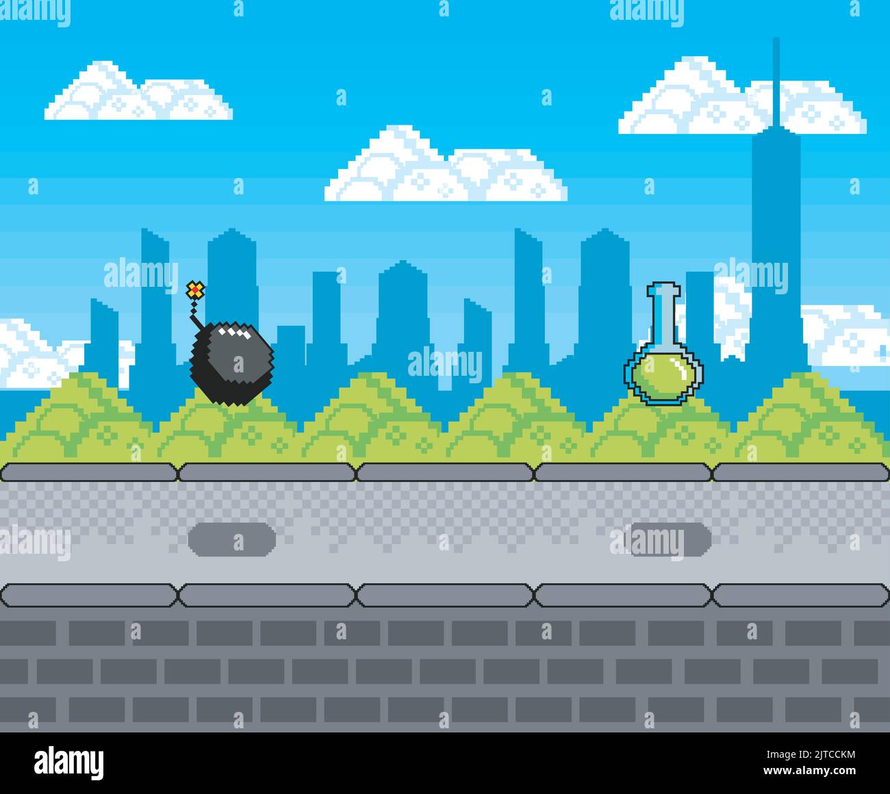 8bit pixel city hi-res stock photography and images - Alamy