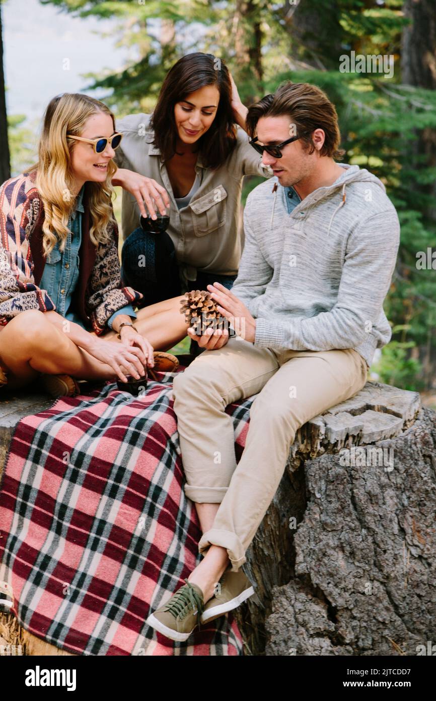 Group cheerful young friends hiking hi-res stock photography and images ...