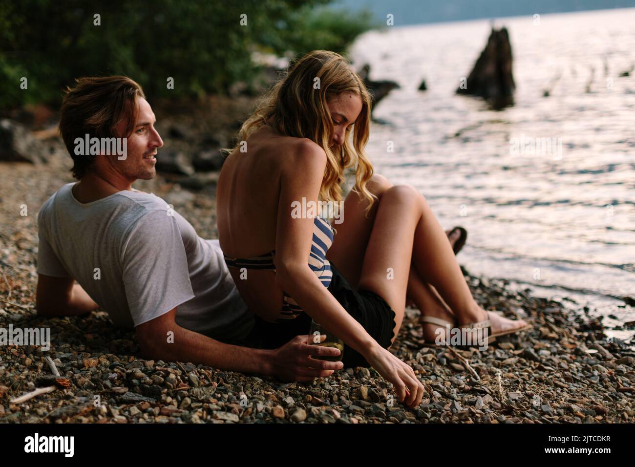A young couple enjoys vacation Stock Photo