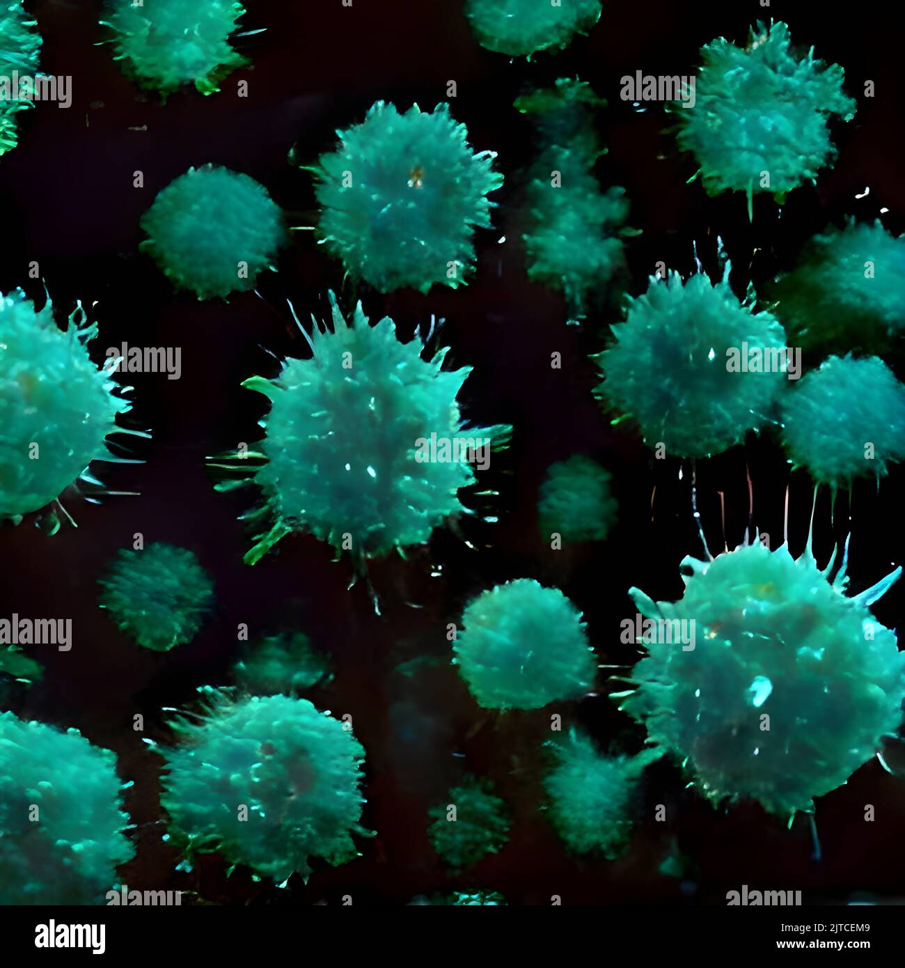 coronavirus, virus floating in a cellular environment background Stock Photo