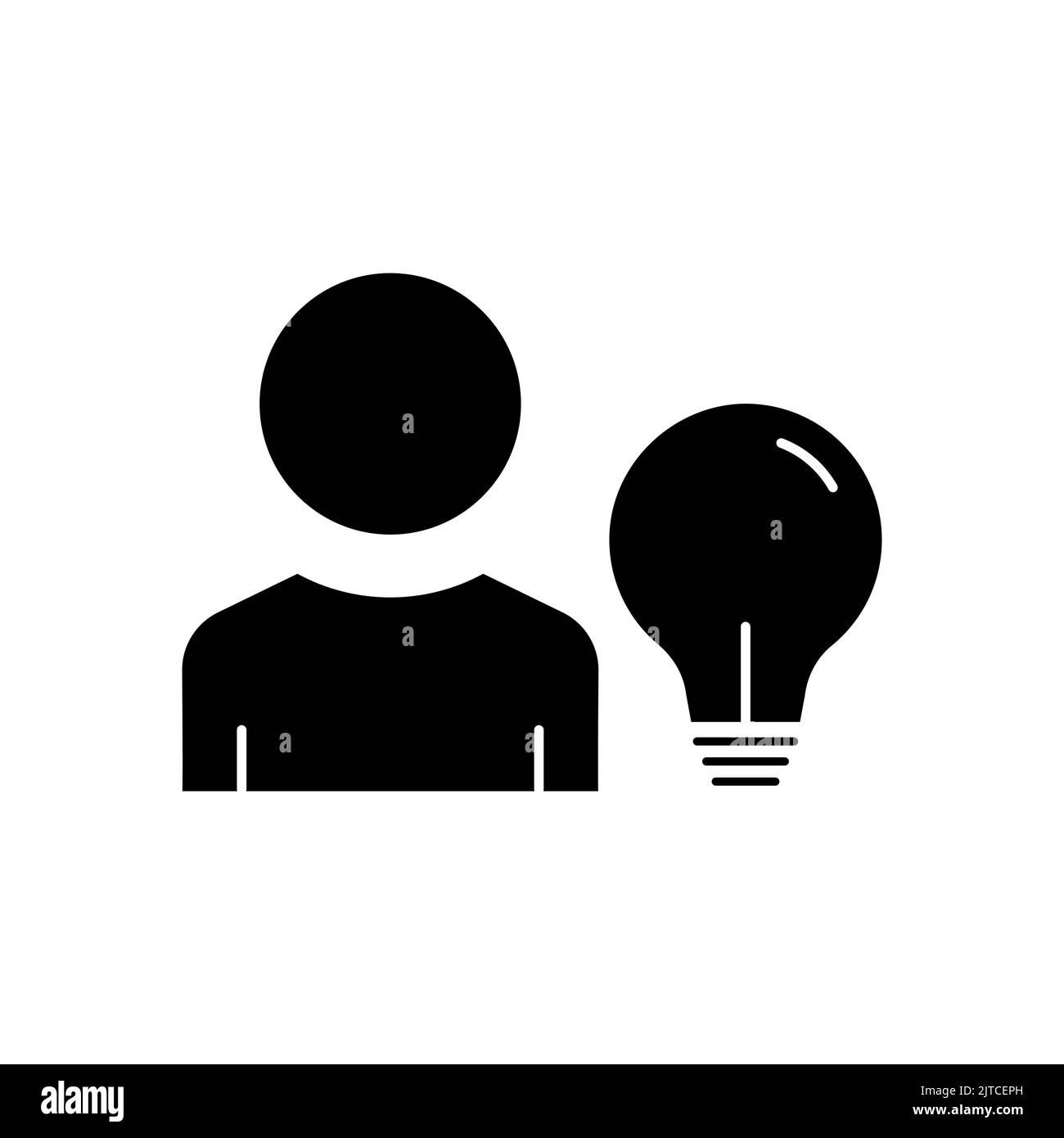People icon with light bulb. icon related to idea, discussion, business. Glyph icon style, solid. Simple design editable Stock Vector