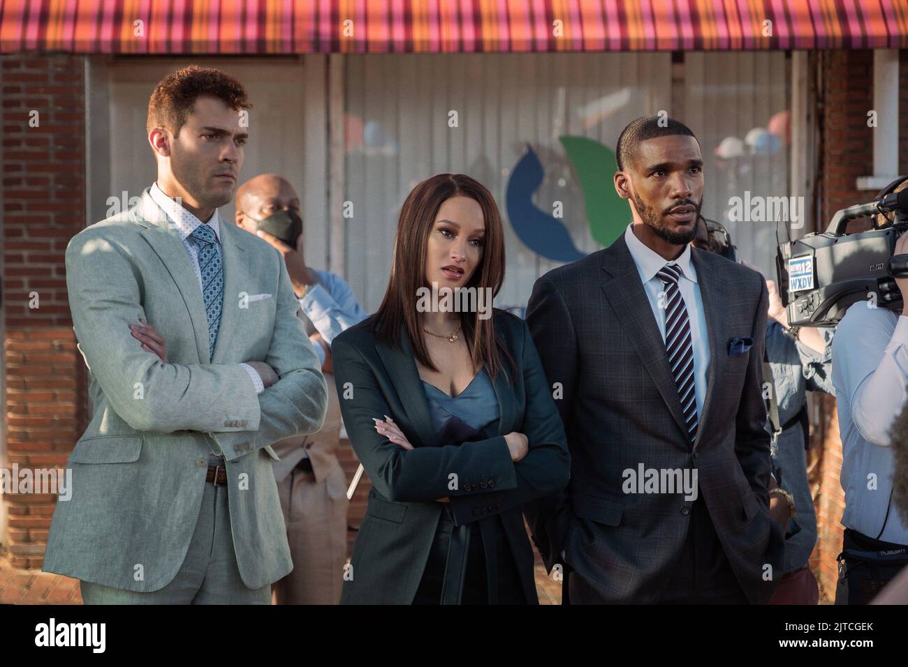 P-VALLEY, from left: Dan J. Johnson, Elarica Johnson, Parker Sawyers