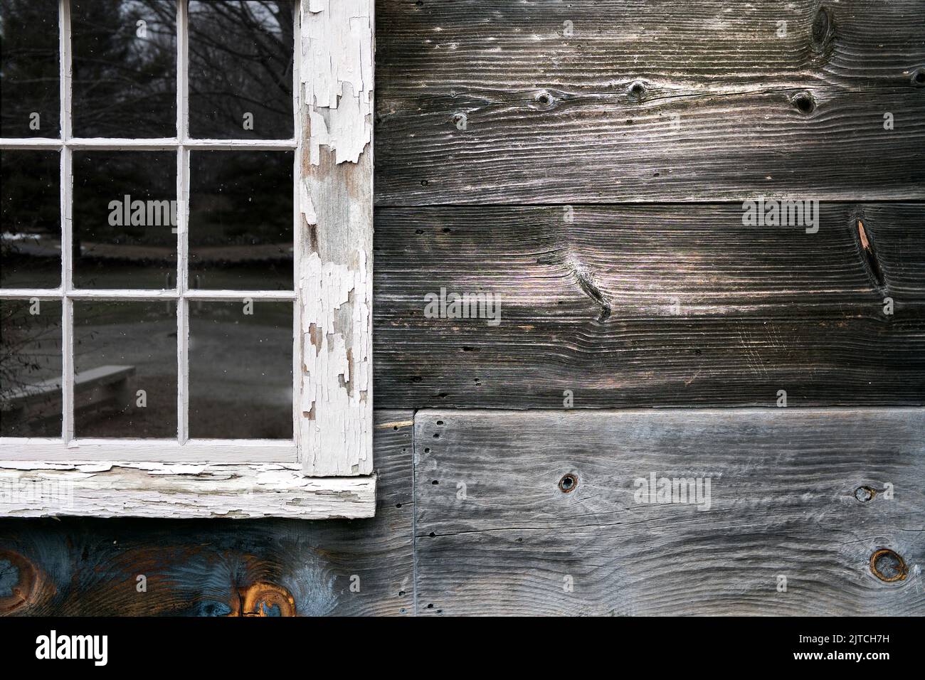 Weathered Window and Exterior Wall Stock Photo