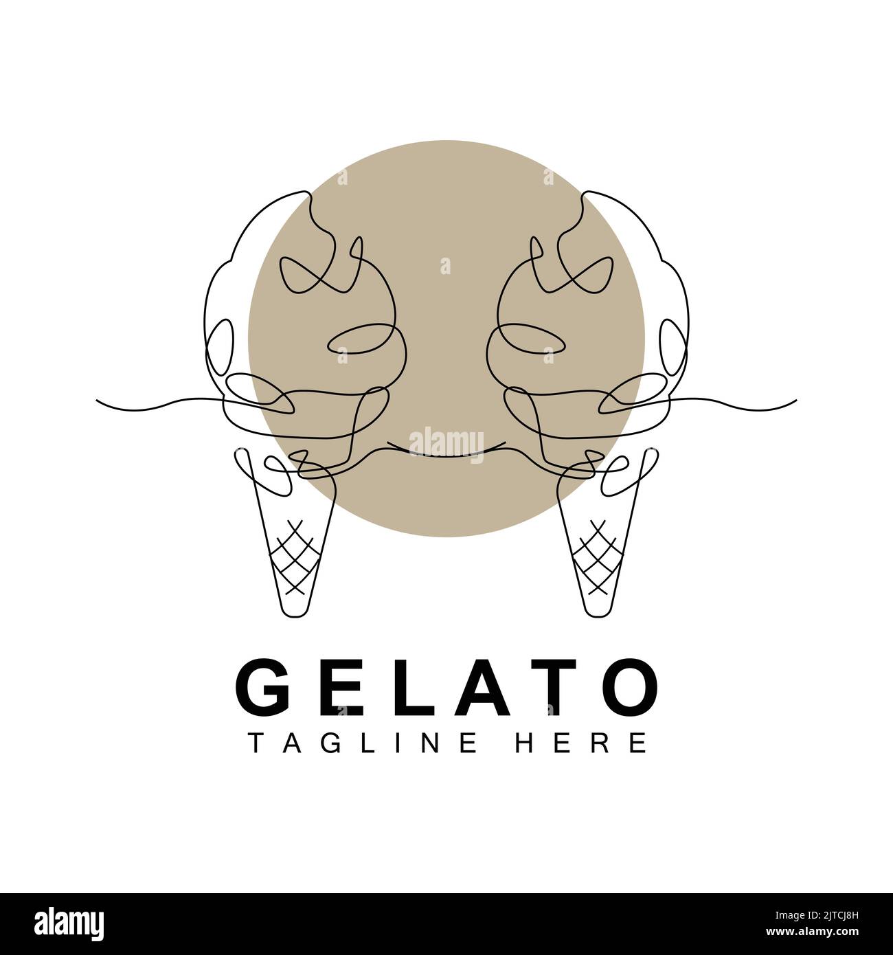 Ice Cream Gelato Logo Design, Sweet Soft Cold Food, Vector Brand