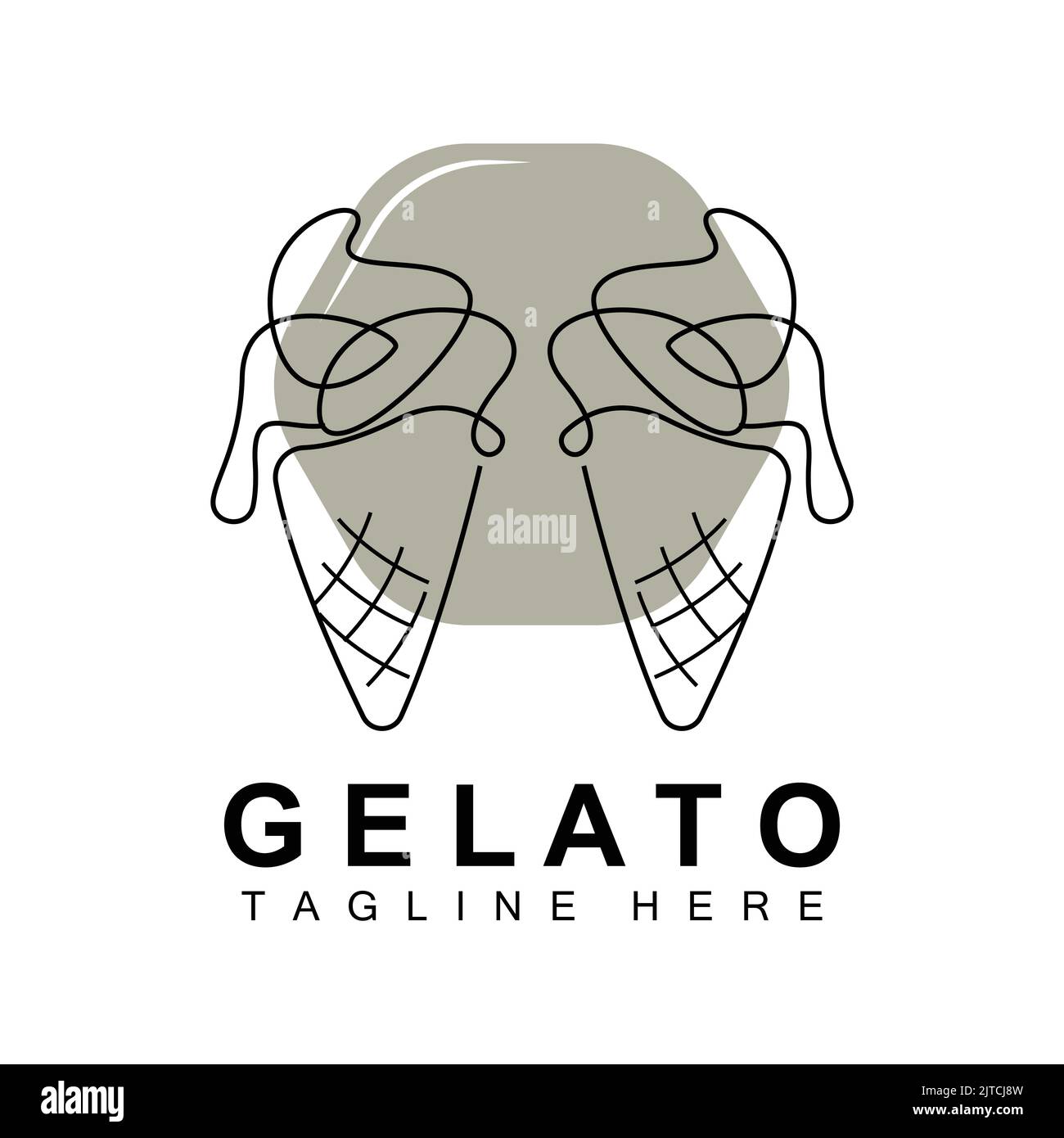 Ice Cream Gelato Logo Design, Sweet Soft Cold Food, Vector Brand