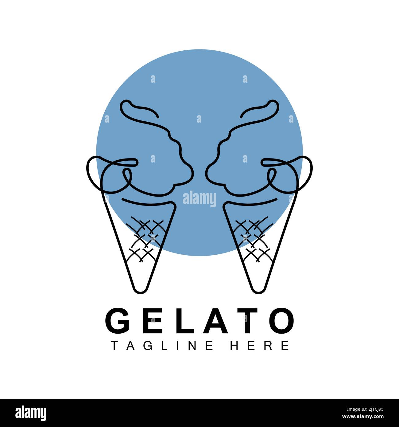 Ice Cream Gelato Logo Design, Sweet Soft Cold Food, Vector Brand