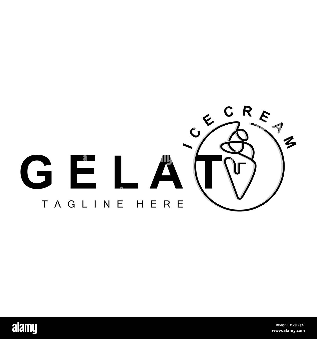 Ice Cream Gelato Logo Design, Sweet Soft Cold Food, Vector Brand