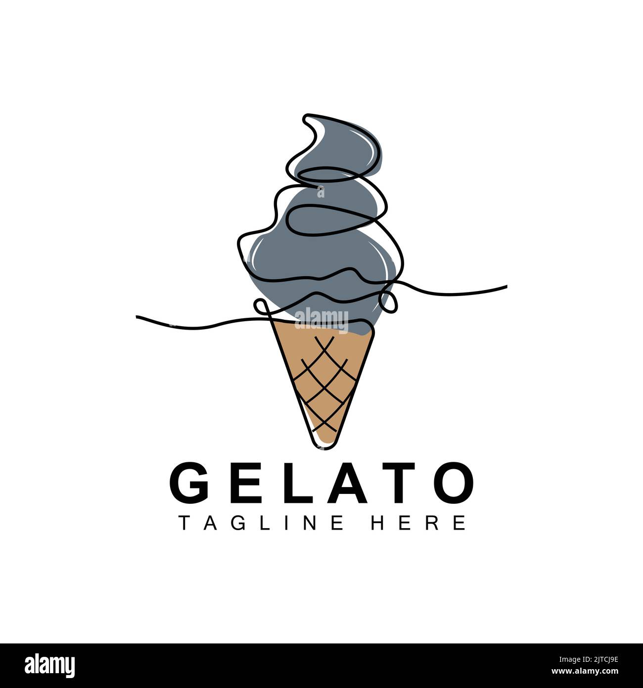 Ice Cream Gelato Logo Design, Sweet Soft Cold Food, Vector Brand