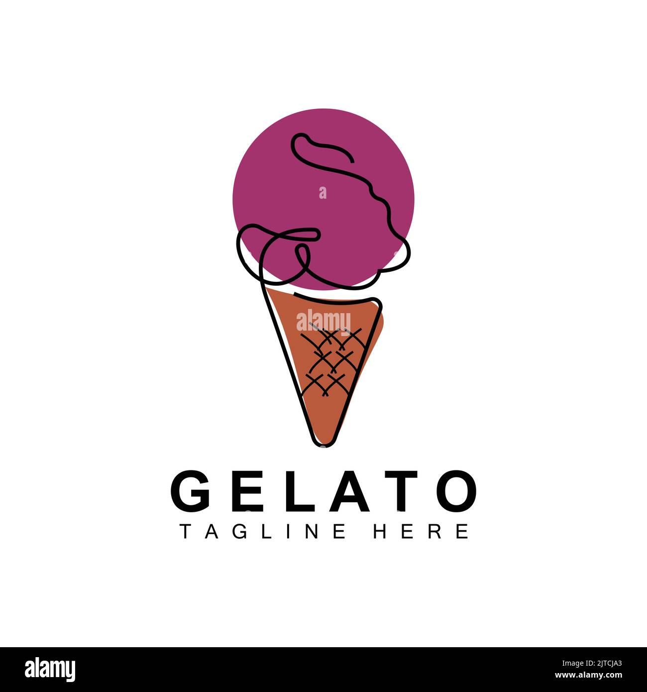 Ice Cream Gelato Logo Design, Sweet Soft Cold Food, Vector Brand