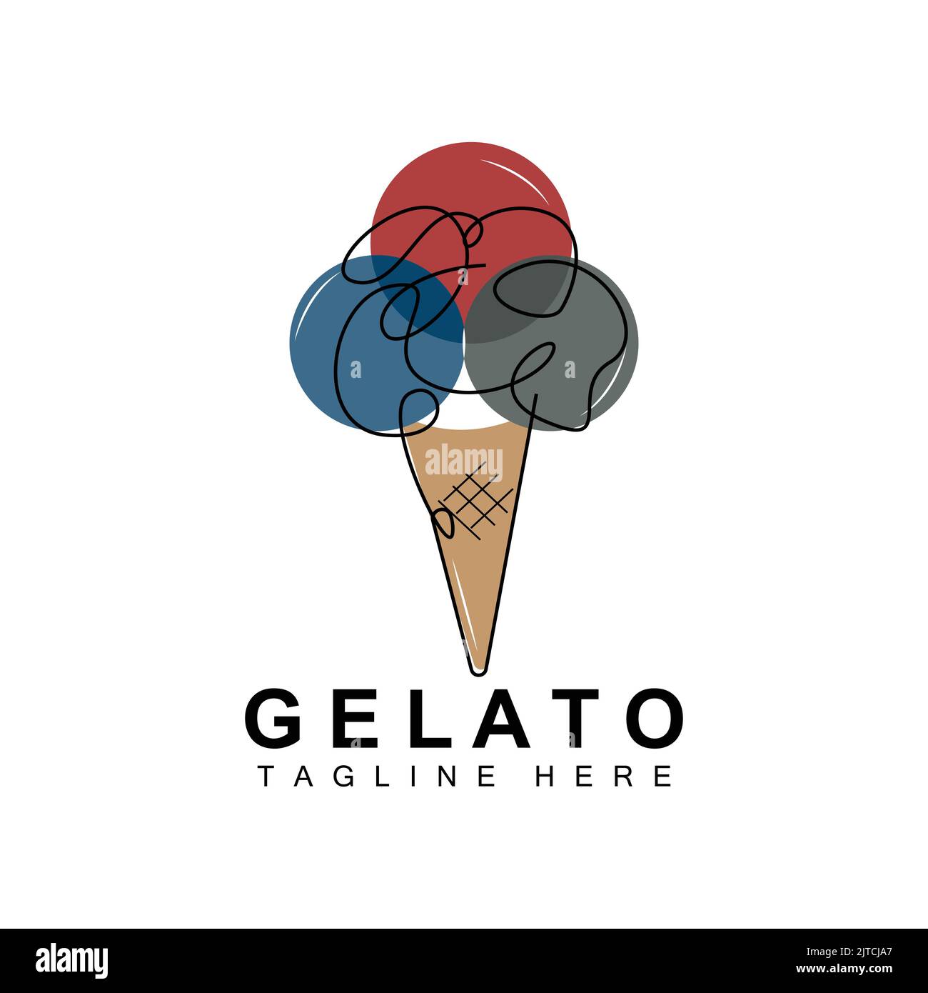 Ice Cream Gelato Logo Design, Sweet Soft Cold Food, Vector Brand Company Products Stock Vector