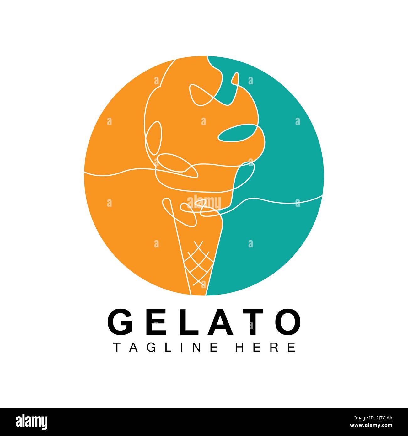 Ice Cream Gelato Logo Design, Sweet Soft Cold Food, Vector Brand
