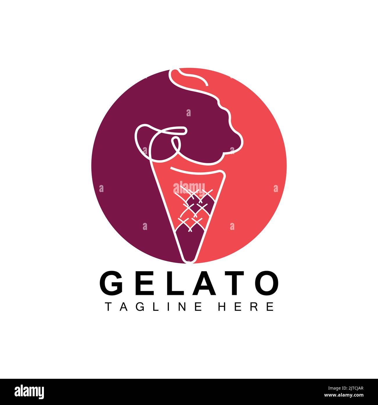 Ice Cream Gelato Logo Design, Sweet Soft Cold Food, Vector Brand