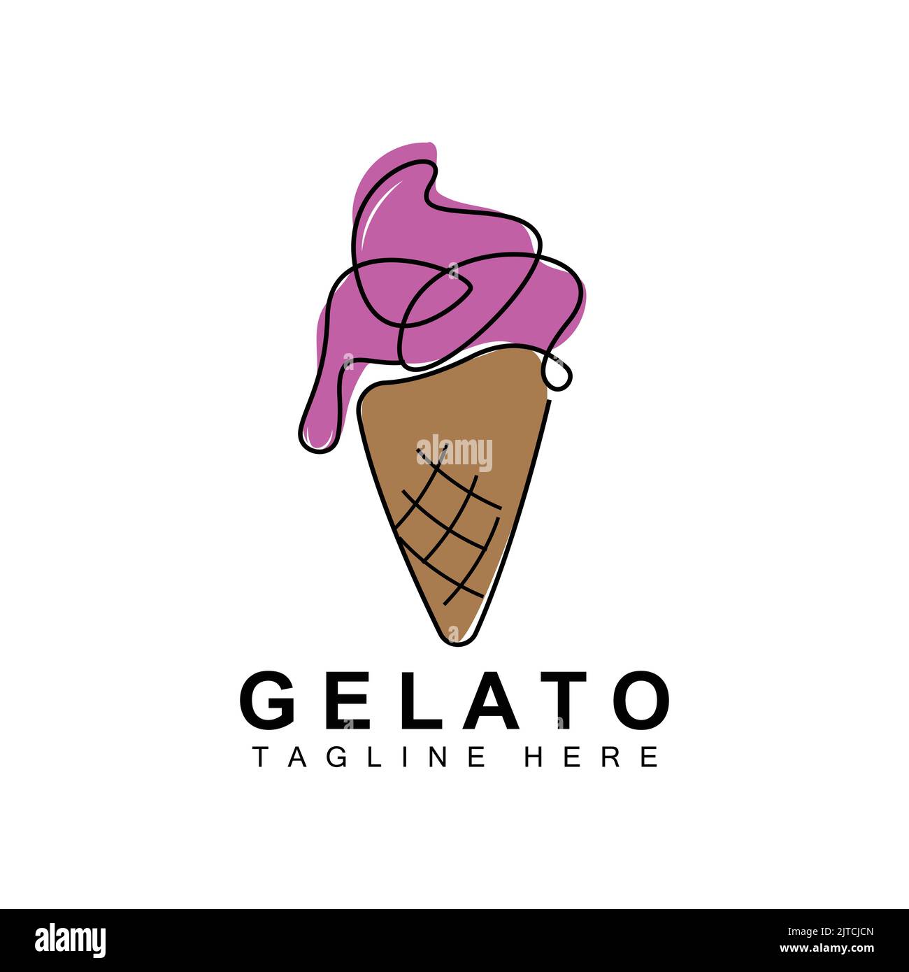 Ice Cream Gelato Logo Design, Sweet Soft Cold Food, Vector Brand
