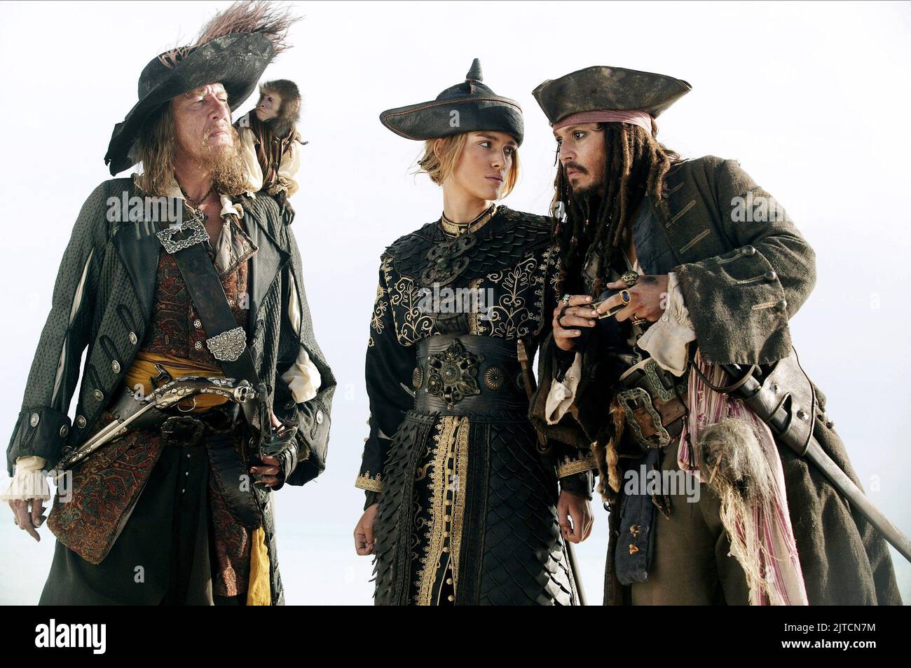GEOFFREY RUSH, KEIRA KNIGHTLEY, JOHNNY DEPP, PIRATES OF THE CARIBBEAN: AT WORLD'S END, 2007 Stock Photo