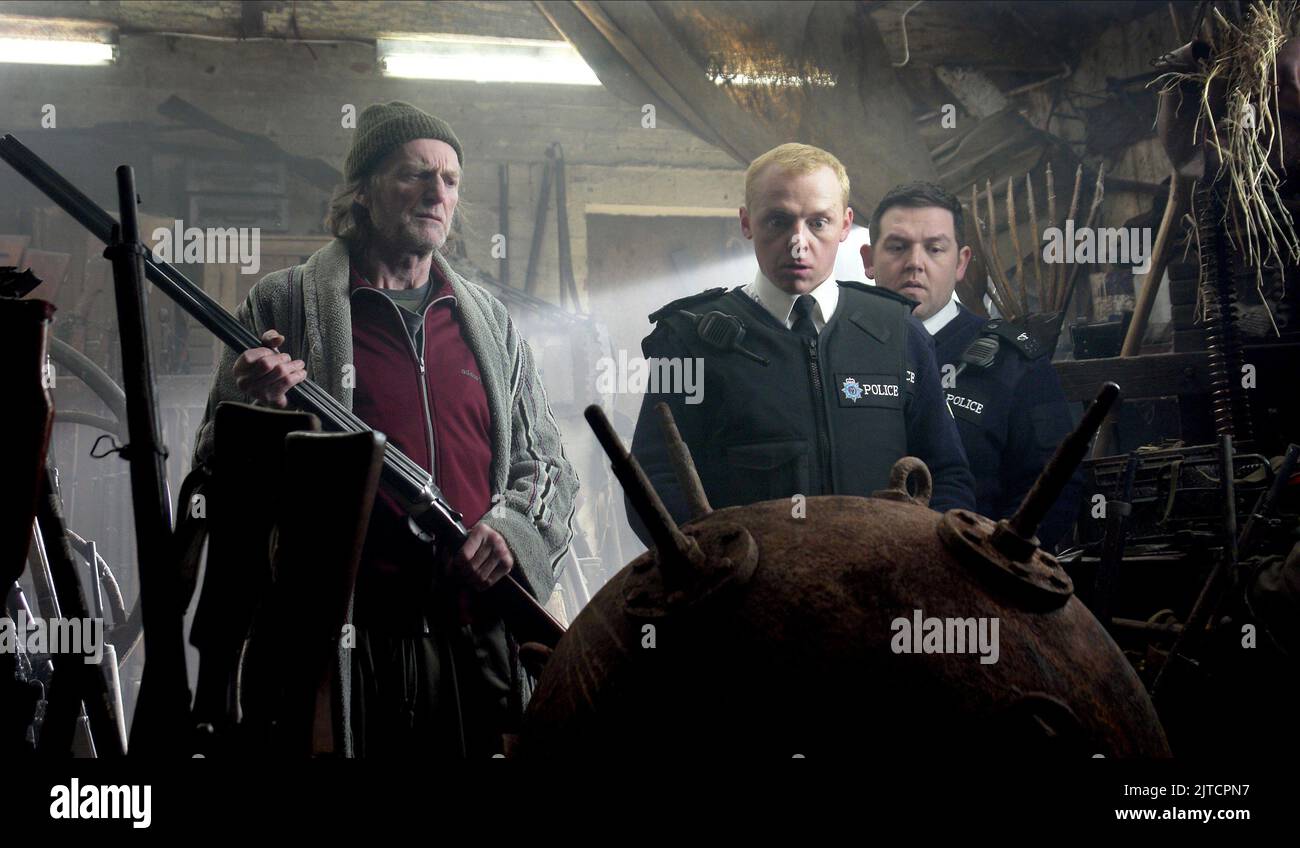 DAVID BRADLEY, SIMON PEGG, NICK FROST, HOT FUZZ, 2007 Stock Photo