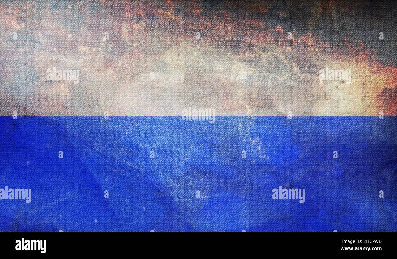 retro flag of Austronesian peoples Hiligaynons with grunge texture. flag representing ethnic group or culture, regional authorities. no flagpole. Plan Stock Photo