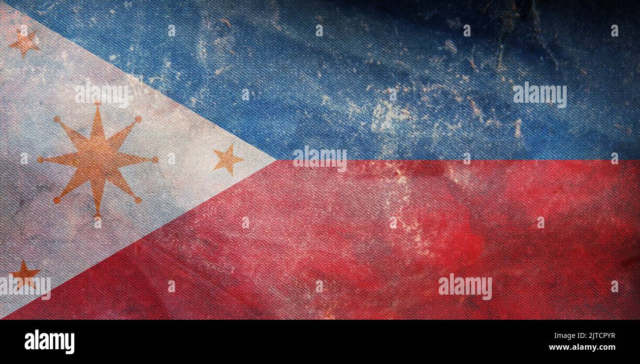 retro flag of Austronesian peoples Negrenses with grunge texture. flag representing ethnic group or culture, regional authorities. no flagpole. Plane Stock Photo