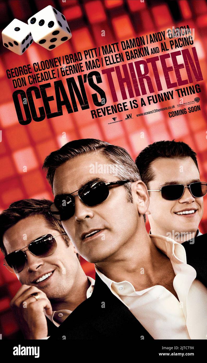 BRAD PITT, CLOONEY, MATT DAMON, OCEAN'S THIRTEEN, 2007 Stock
