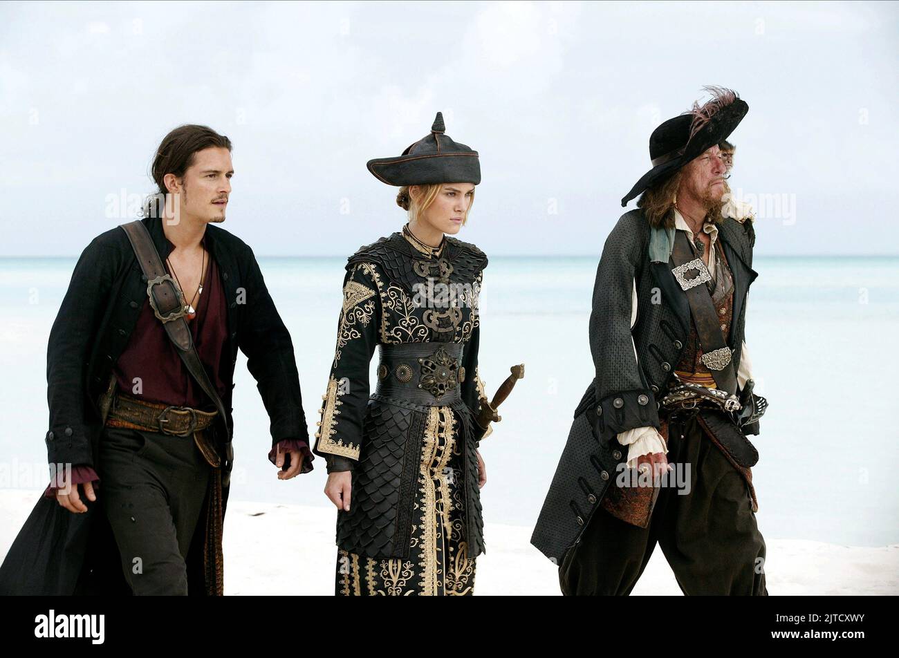 ORLANDO BLOOM, KEIRA KNIGHTLEY, GEOFFREY RUSH, PIRATES OF THE CARIBBEAN: AT WORLD'S END, 2007 Stock Photo