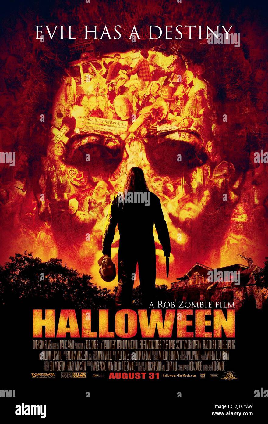 Um pôster do filme halloween com um casal em cima.