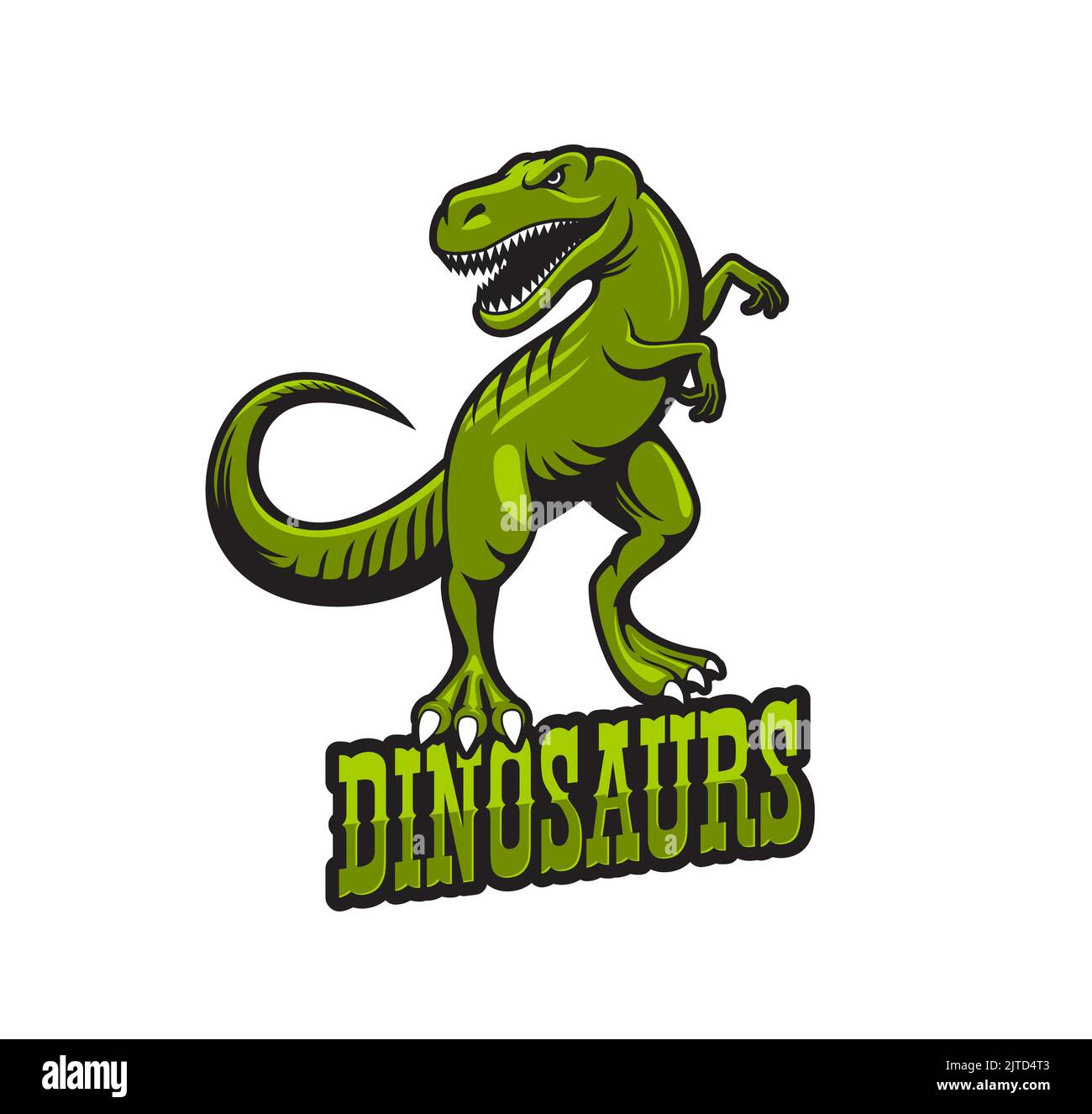 Tyrannosaur dinosaur mascot. Tyrannosaur reptile university or college