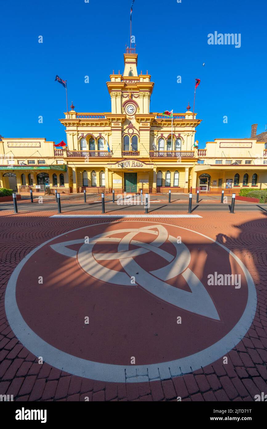 Front facade of the historic town hall in glen innes, new england, new