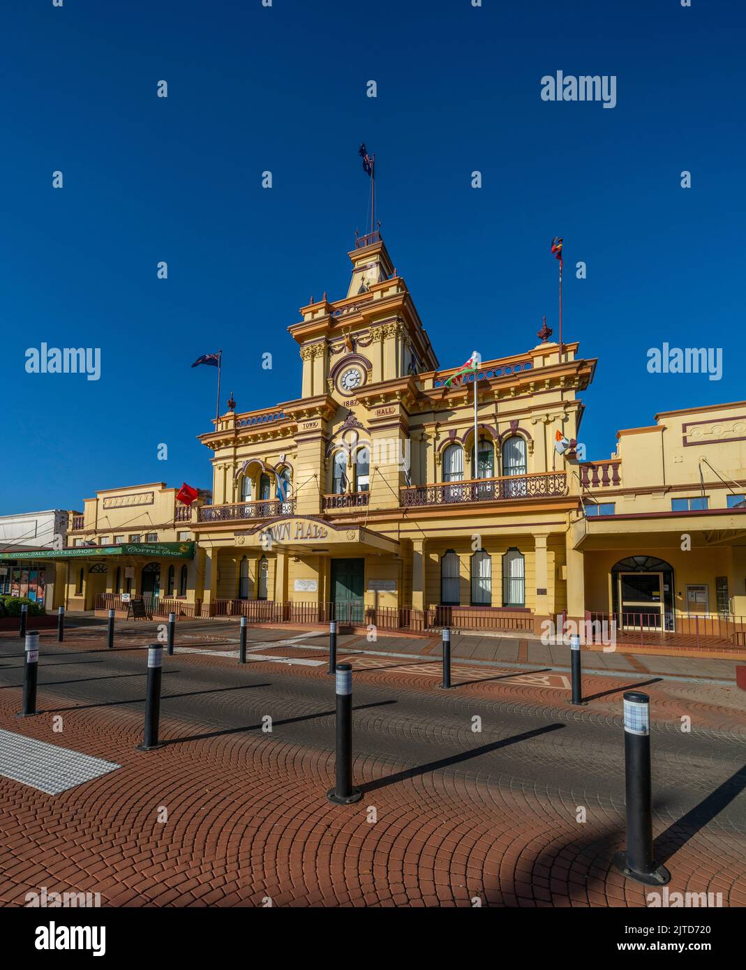 Front facade of the historic town hall in glen innes, new england, new