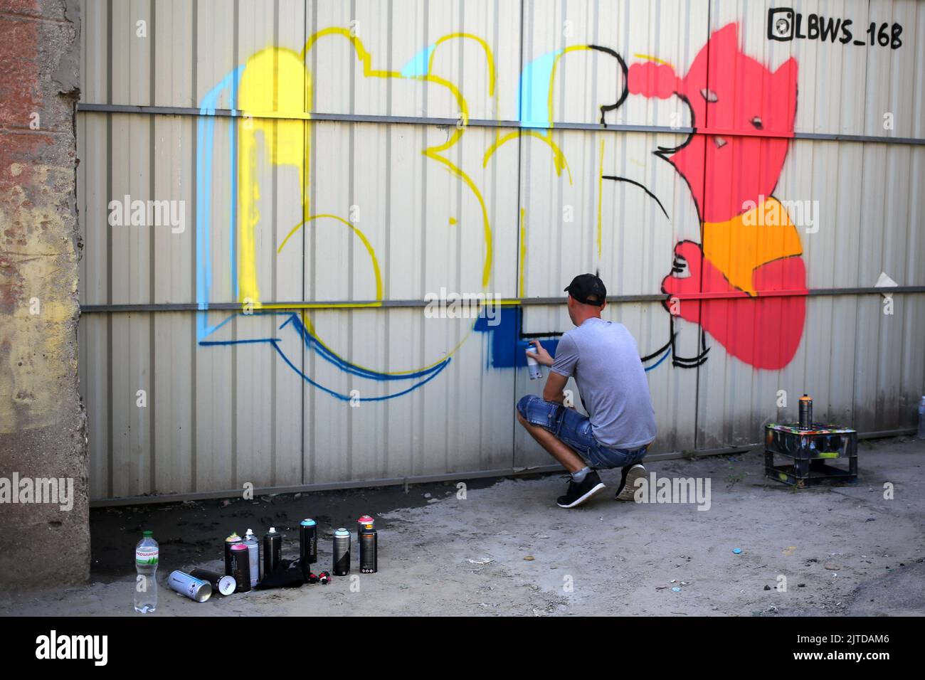 Graffiti artist Igor Matroskin (nickname on Instagram lbws 168) is seen