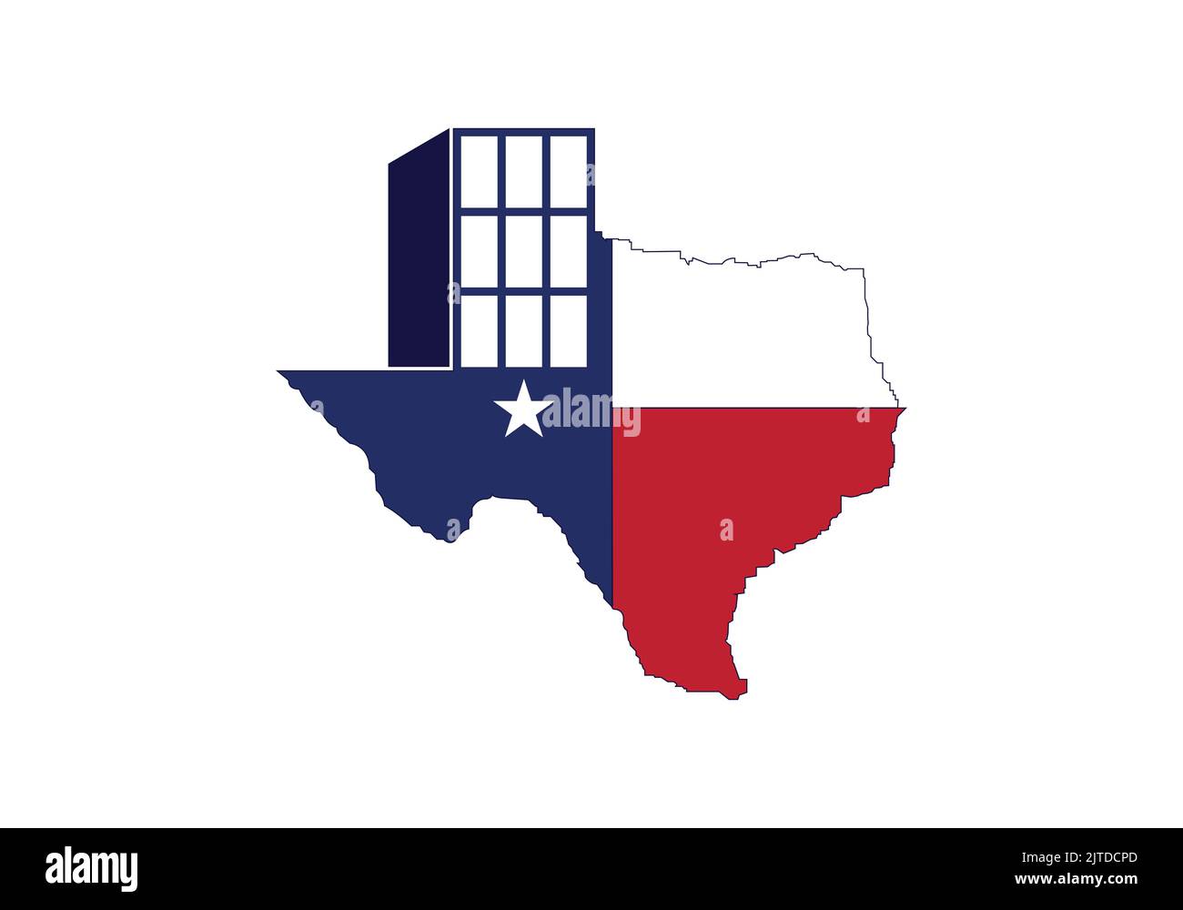 Texas Flag Map for Real Estate Construction Multiuse Services TX Corporate Building Stock Vector