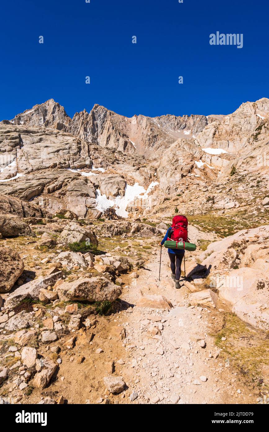 Hiker On The Mount Whitney Trail John Muir Wilderness California Usa