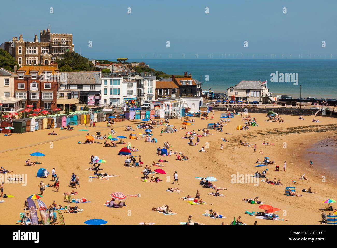 England, Kent, Broadstairs, High Angle View of Broadstairs Beach Stock Photo