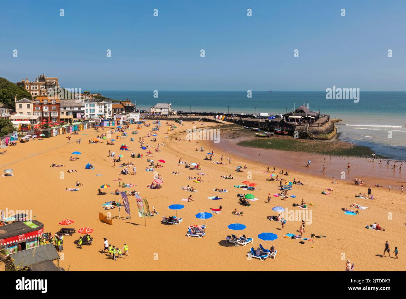 England, Kent, Broadstairs, High Angle View of Broadstairs Beach Stock Photo