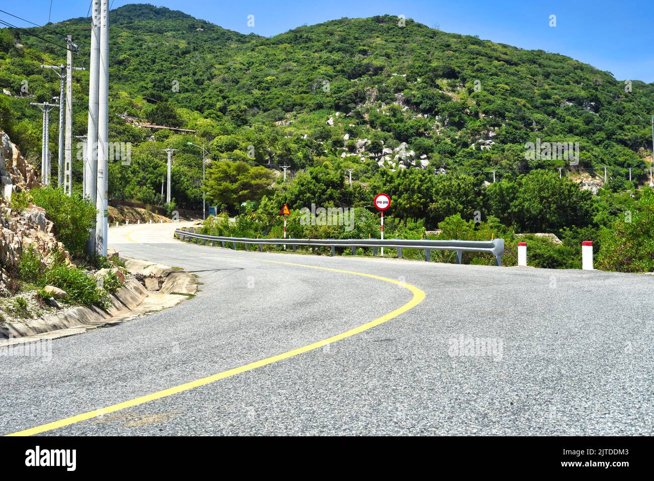A mountain serpentine road in Vietnam Stock Photo