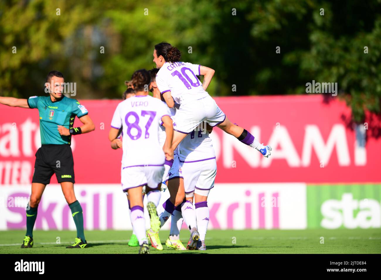 Zsanette Kajan of ACF Fiorentina celebrates after scoring his team's third  goal with team mates during AC Milan - ACF Fiorentina , 1st turn of Serie A  Femminile Tim 2022/23 in Centro