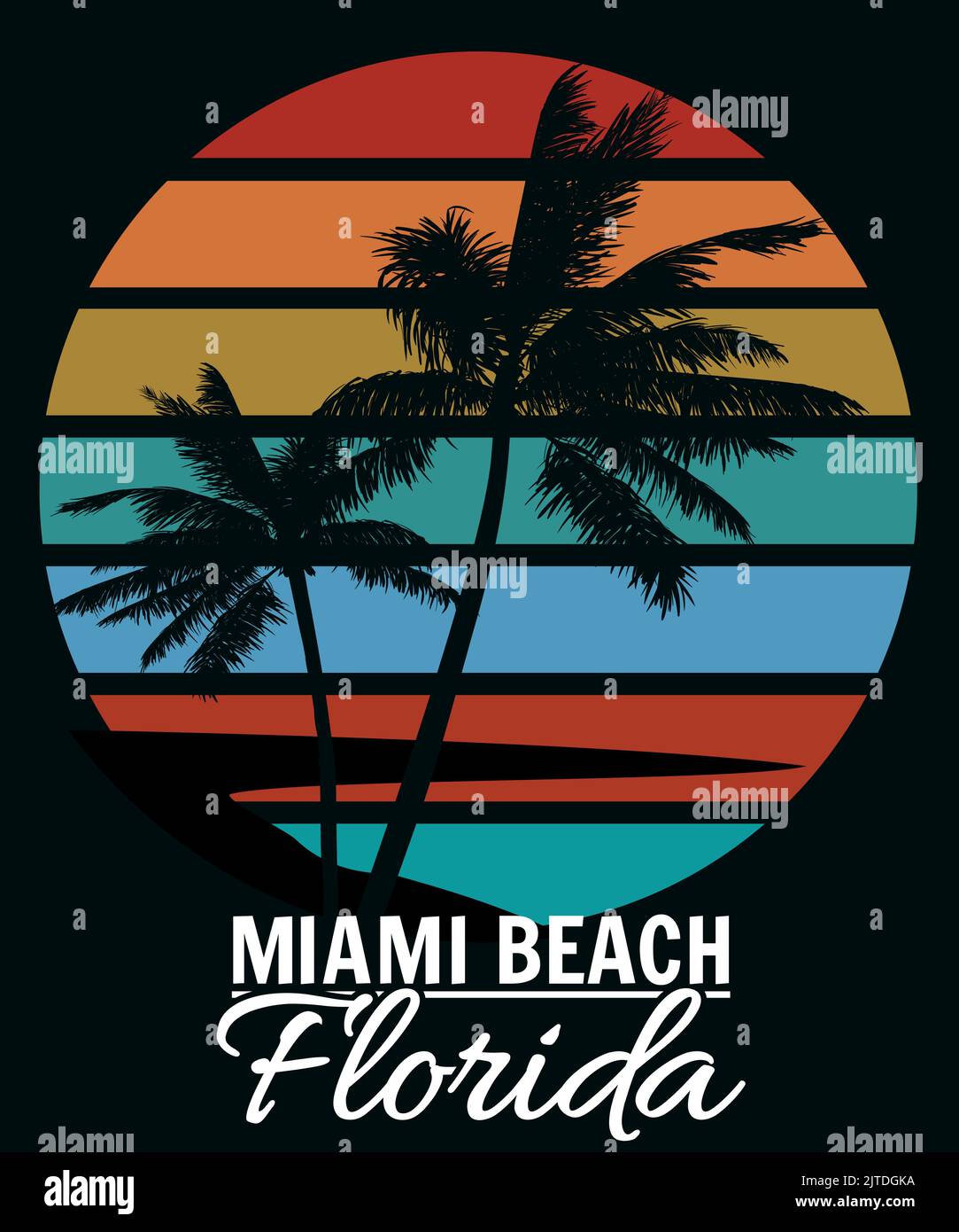 Poster Retro Florida Miami Beach sunset print tshirt design. Poster