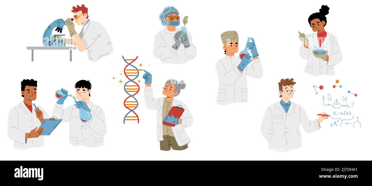 Scientists research in laboratory. Medic, chemist or