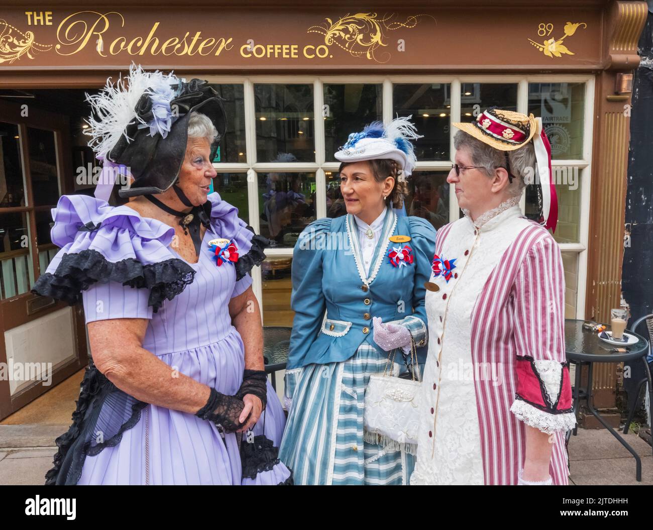 England, Kent, Rochester, The Annual Dickens Festival, Group of Ladies Dressed in Victorian Costume Stock Photo
