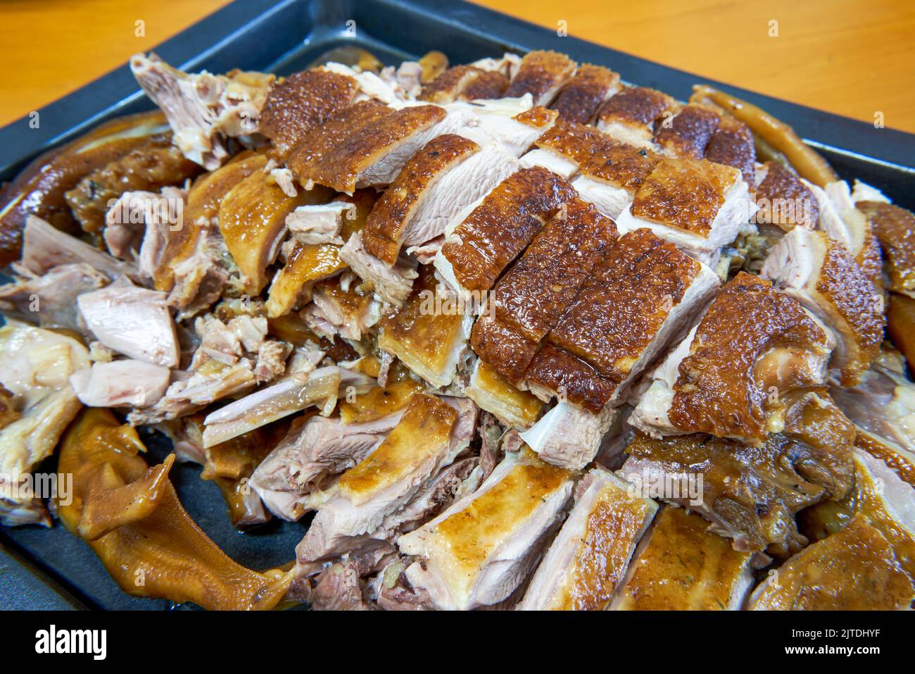 A plate of marinated duck in delicious and tempting sauce Stock Photo