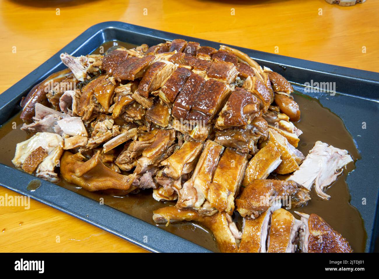 A plate of marinated duck in delicious and tempting sauce Stock Photo